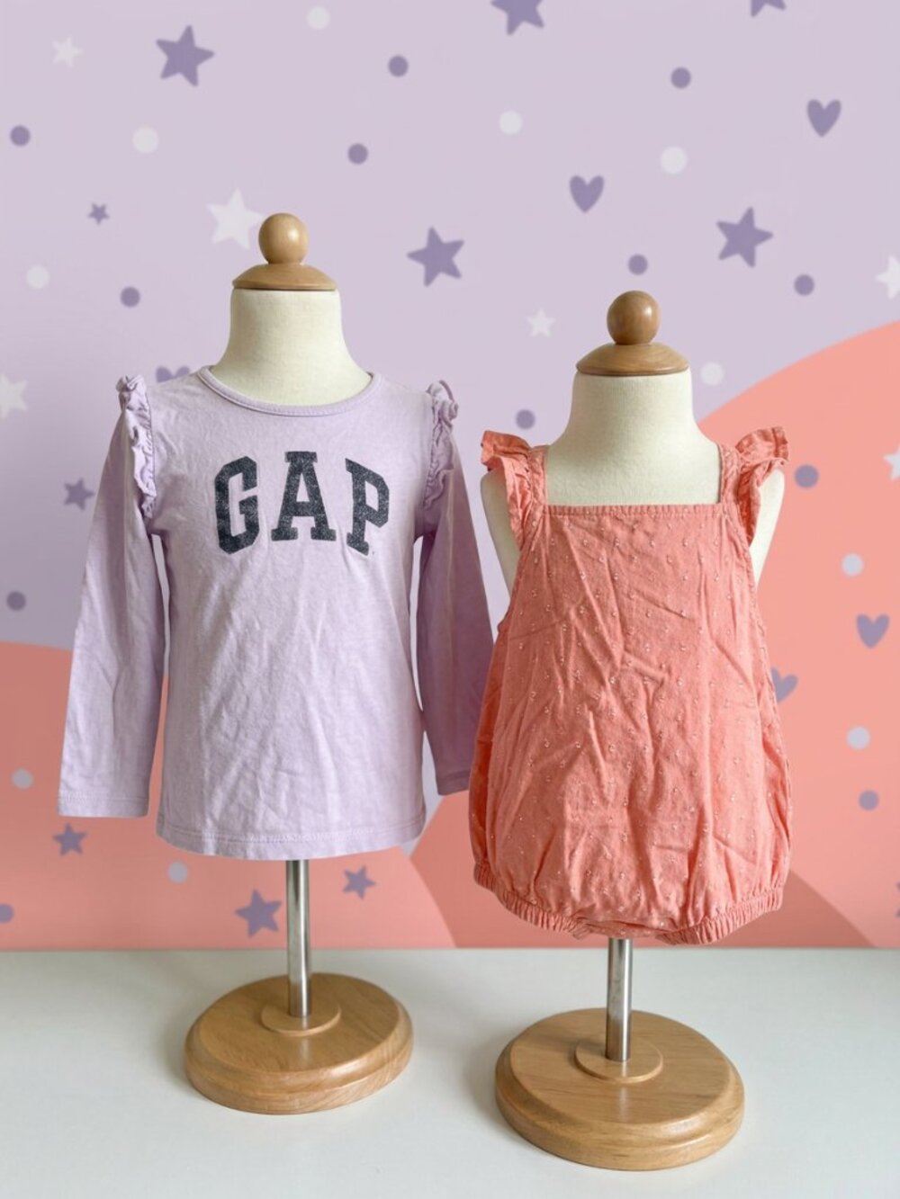 Gap Kids Girls Bundle 2pc Lilac Logo Top Size 5 Pink Ruffle Top Size S